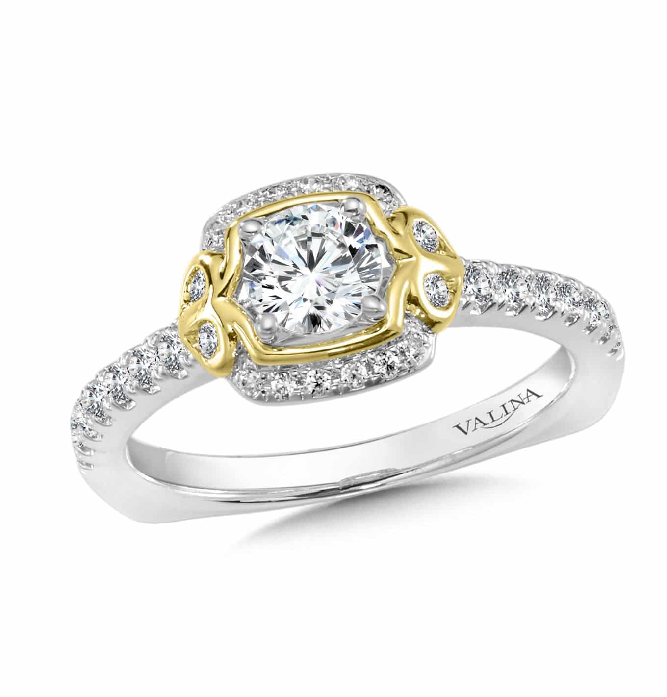 Custom Bezel Round Diamond Engagement Ring with a 1 carat halo - custom design
